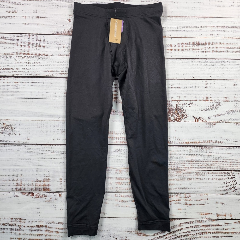 NWT Patagonia Boys Capilene Bottoms 64710 Size M 10 Black Base Layer Leggings